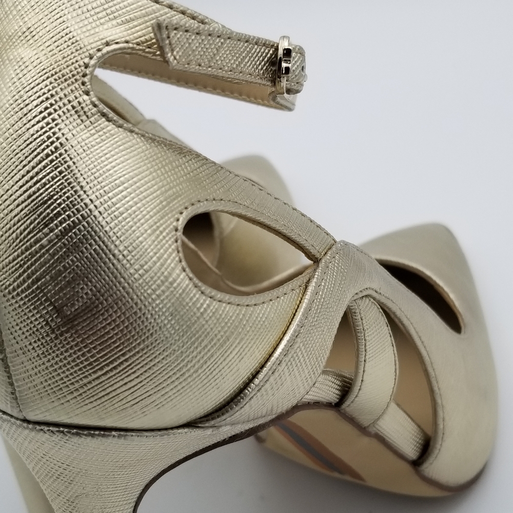 Sam Edelman Adelisa Ankle Strap Stiletto Heels, Gold Leaf, Women's Size 8.5 - Picture 11 of 16